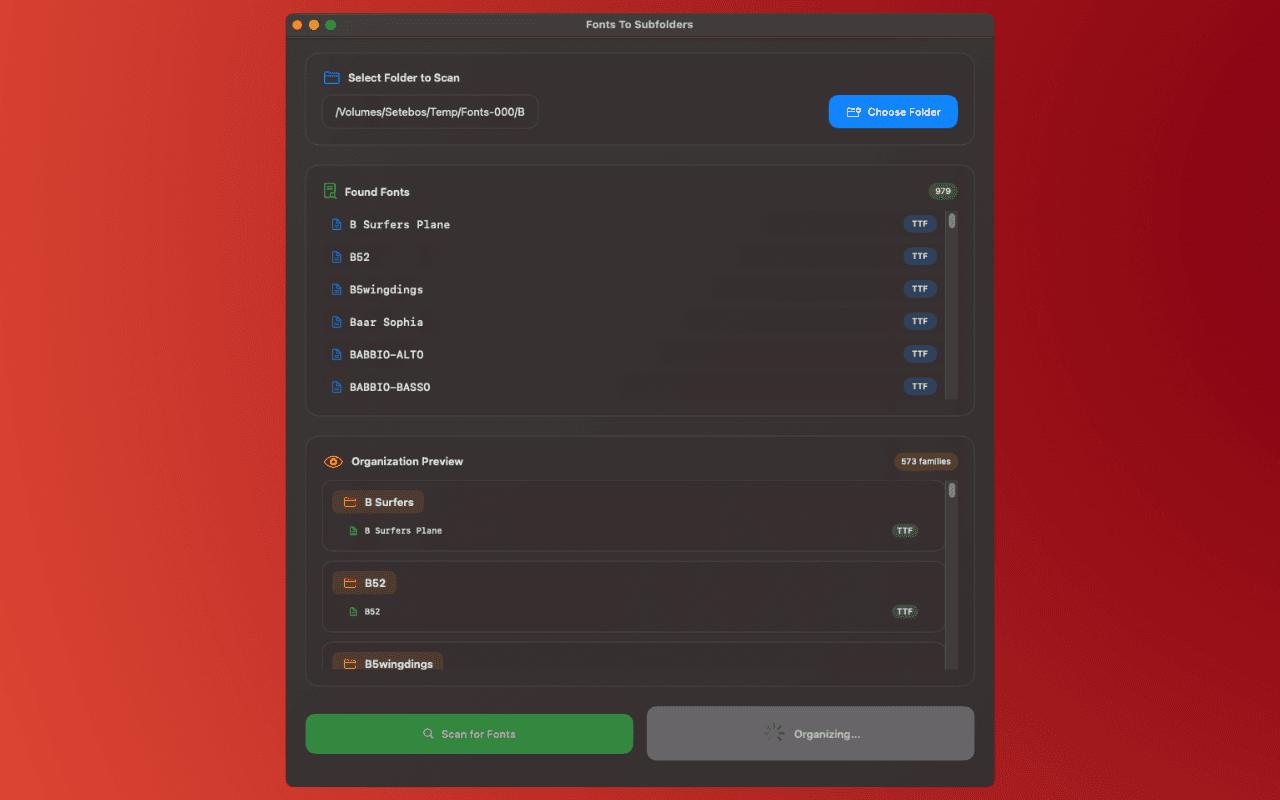 Fonts To Subfolders screenshot 4