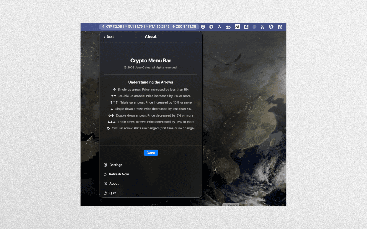 Crypto Menu Bar screenshot 3
